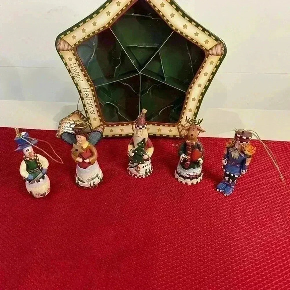 Christmas ornament set of five handcrafted poly resin metal ornaments, new inbox - Picture 3 of 8